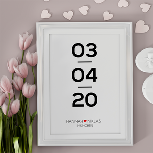 Partner Poster Personalisiert Datum Namen Ort Jahrestag Geschenk zur Hochzeit
