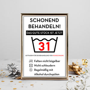 Personalisiertes Geschenk zum 31. Geburtstag Frau Mann Wäsche Lustige Geschenkidee 31 Jahre Geburtstagskarte Witzige Party Deko