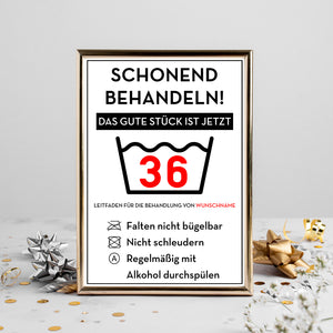 Personalisiertes Geschenk zum 36. Geburtstag Frau Mann Wäsche Lustige Geschenkidee 36 Jahre Geburtstagskarte Witzige Party Deko