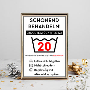 Personalisiertes Geschenk zum 20. Geburtstag Frau Mann Wäsche Lustige Geschenkidee 20 Jahre Geburtstagskarte Witzige Party Deko