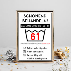 Personalisiertes Geschenk zum 61. Geburtstag Frau Mann Wäsche Lustige Geschenkidee 61 Jahre Geburtstagskarte Witzige Party Deko