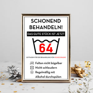 Personalisiertes Geschenk zum 64. Geburtstag Frau Mann Wäsche Lustige Geschenkidee 64 Jahre Geburtstagskarte Witzige Party Deko