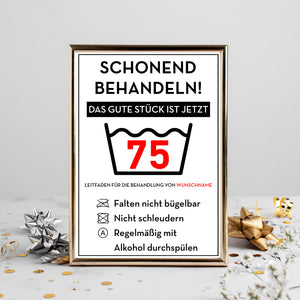 Personalisiertes Geschenk zum 75. Geburtstag Frau Mann Wäsche Lustige Geschenkidee 75 Jahre Geburtstagskarte Witzige Party Deko