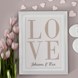 LOVE Partner Poster Personalisiert mit Namen Geschenk zur Hochzeit Poster für Paare Verlobte