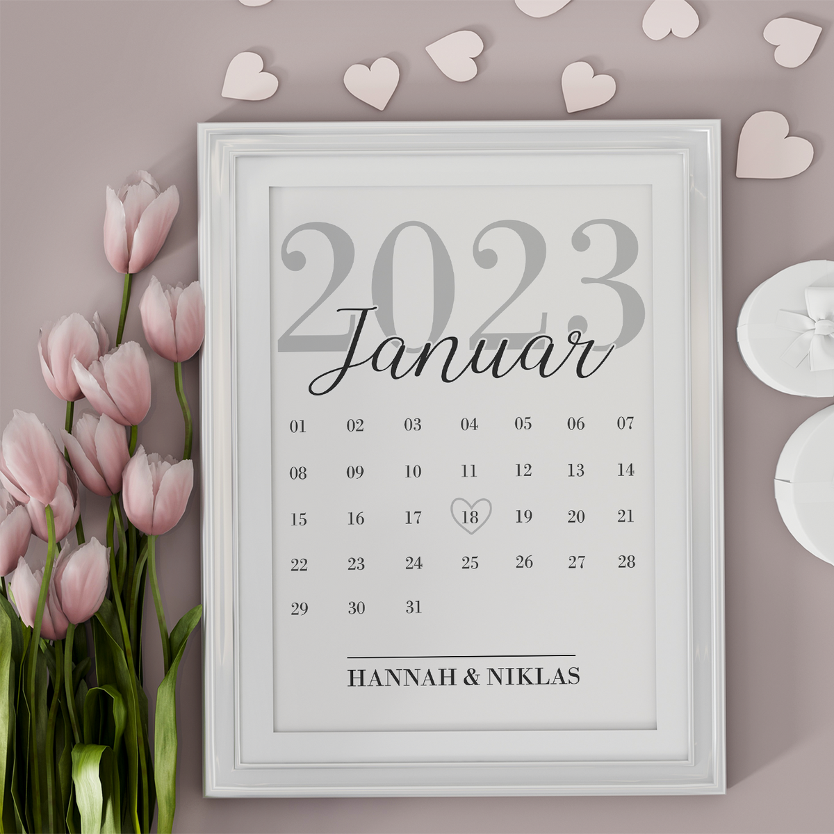 Personalisiertes Poster für Paare Verlobte Kalender Jahrestag Geschenk zur Hochzeit