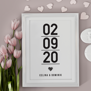 Jahrestag Partner Poster Personalisiert Datum Namen | Geschenk zur Hochzeit Poster für Paare Verlobte Hochzeitsgeschenk