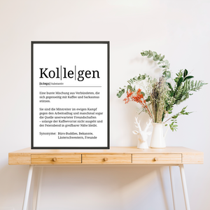 Kollegen Definition Poster Mitarbeiter Geschenk Team Kollegen