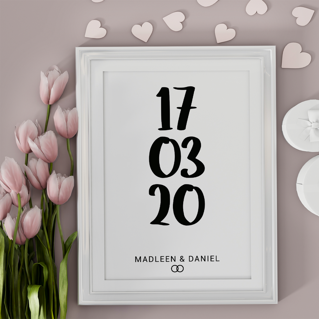 Jahrestag Poster Personalisiert Datum Namen | Partner Geschenk zur Hochzeit