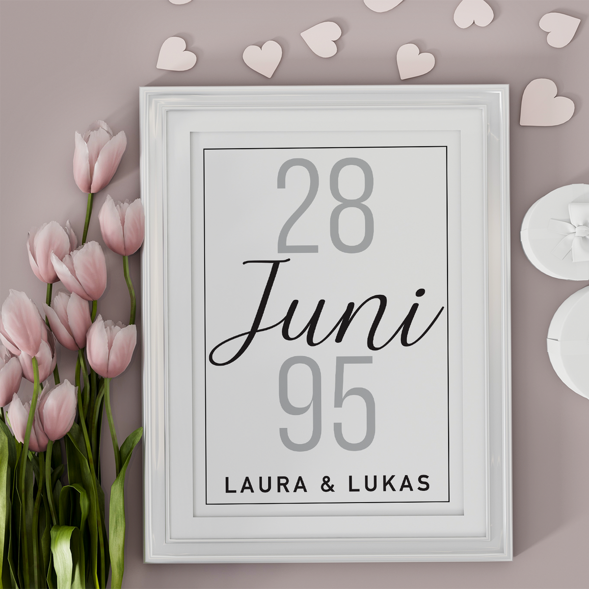 Personalisiertes Partner Poster mit Datum & Namen Jahrestag Geschenk zum Hochzeitstag Poster für Paare Verlobte Hochzeitsgeschenk