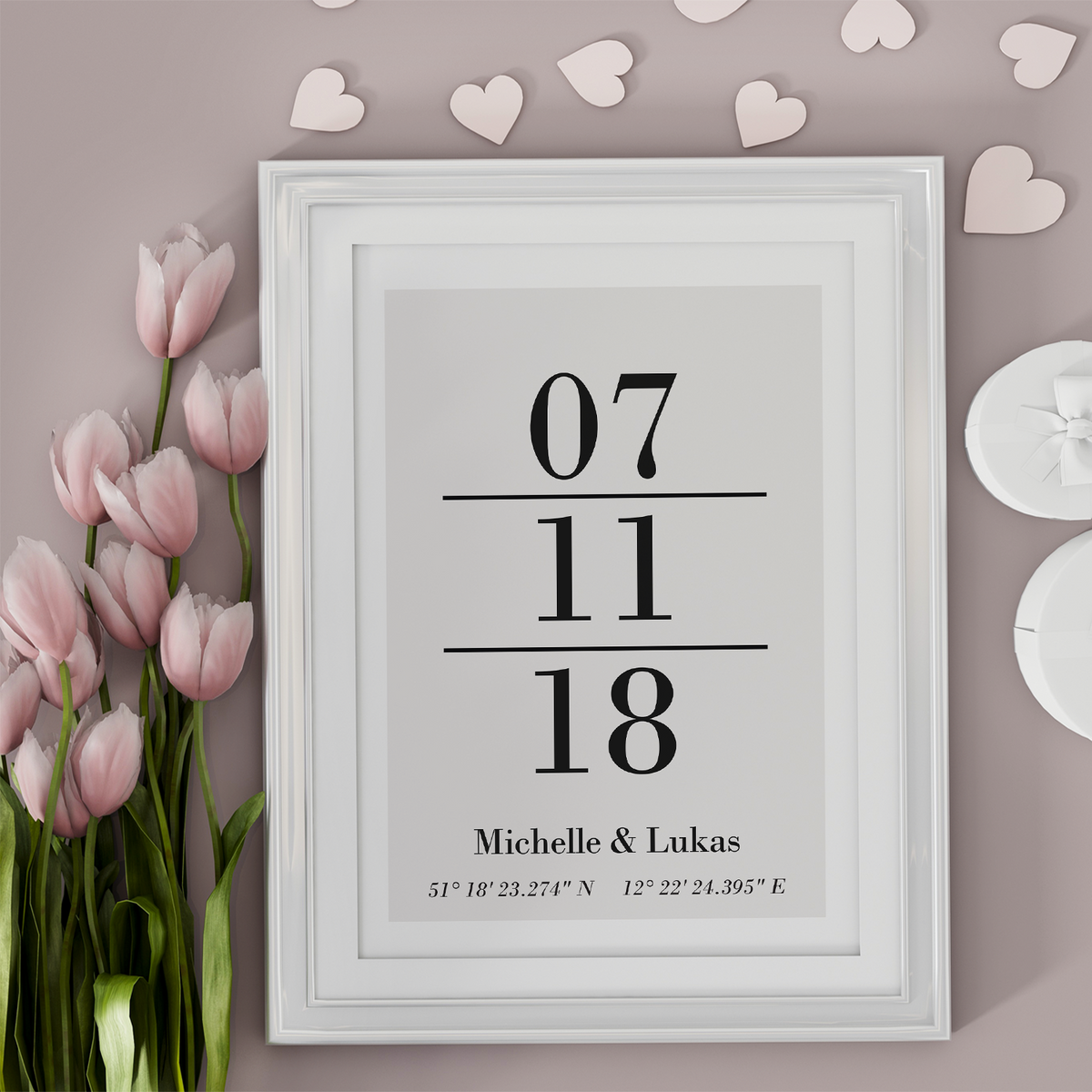 Partner Poster Personalisiert Koordinaten Datum Namen Jahrestag Geschenk zur Hochzeit