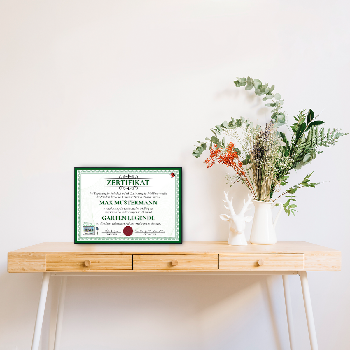 Lustiges Gärtner Geschenk personalisiert Geburtstag Poster Zertifikat Garten Geschenkidee