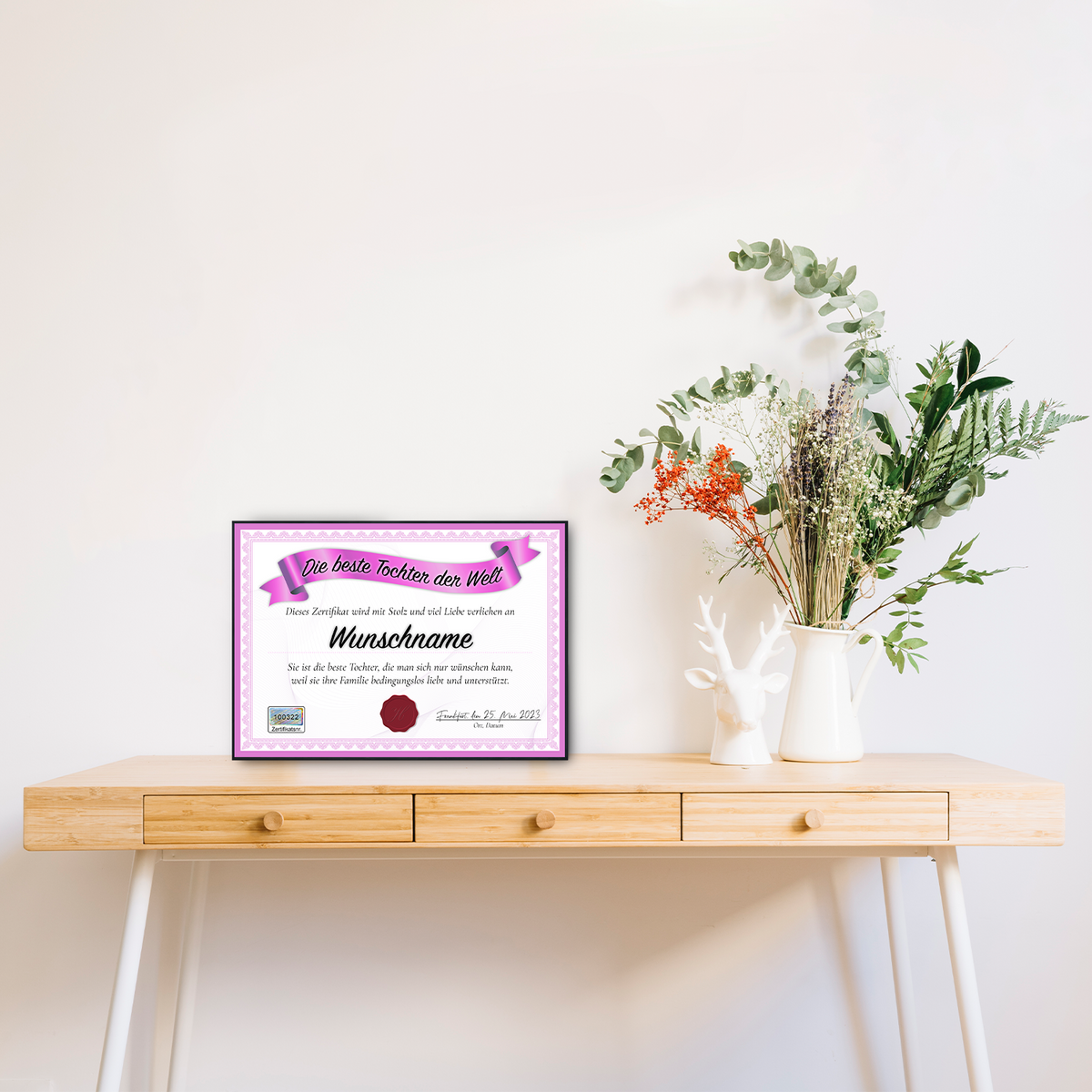 Beste Tochter Geschenk personalisiert Geburtstag Poster Zertifikat Urkunde Tochter personalisierte Geschenkidee