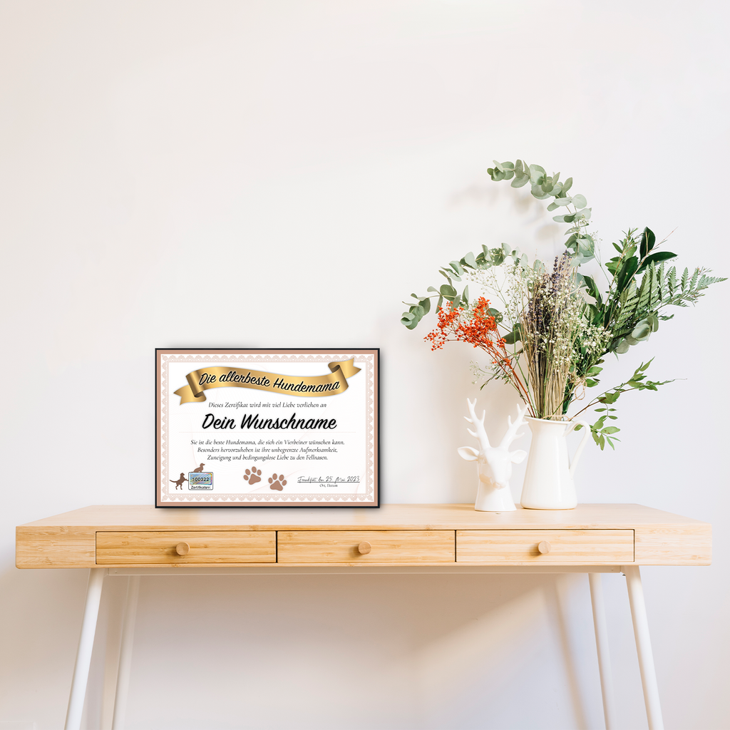 Hundemama Geschenk personalisiert Poster Zertifikat Hundeliebhaber Urkunde Hundemama Geschenk personalisiert Hundebesitzer