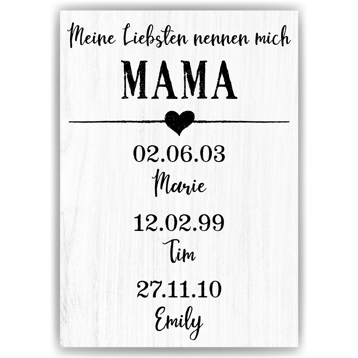 Personalisiertes Mama Poster mit Namen und Geburtsdaten Geschenk für Mama und Oma Muttertag Geschenkidee Mama Geburtstag