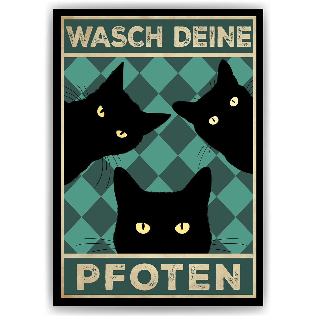 Lustiges Katzen Poster Badezimmer Gästebad Wandbild Katzenliebhaber Toilette Deko Gäste-WC - Motiv 7