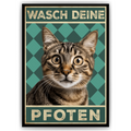 Lustiges Katzen Poster Badezimmer Gästebad Wandbild Katzenliebhaber Toilette Deko Gäste-WC - Motiv 3
