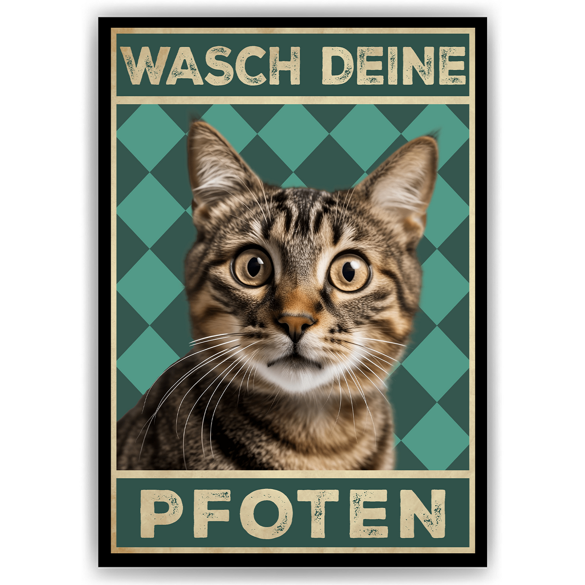 Lustiges Katzen Poster Badezimmer Gästebad Wandbild Katzenliebhaber Toilette Deko Gäste-WC - Motiv 3