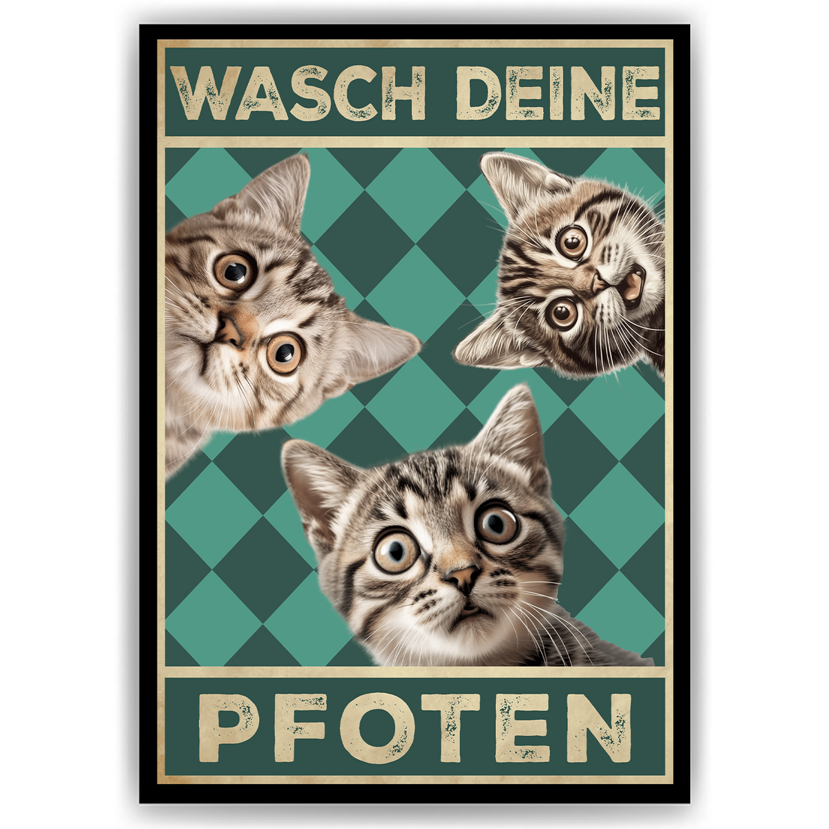 Lustiges Katzen Poster Badezimmer Gästebad Wandbild Katzenliebhaber Toilette Deko Gäste-WC - Motiv 6