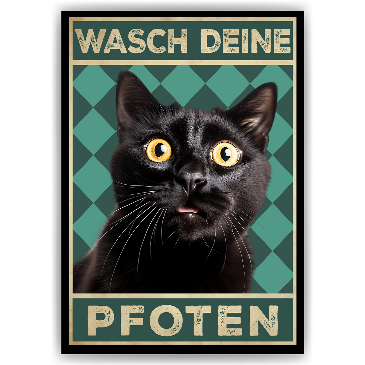 Lustiges Katzen Poster Badezimmer Gästebad Wandbild Katzenliebhaber Toilette Deko Gäste-WC - Motiv 4