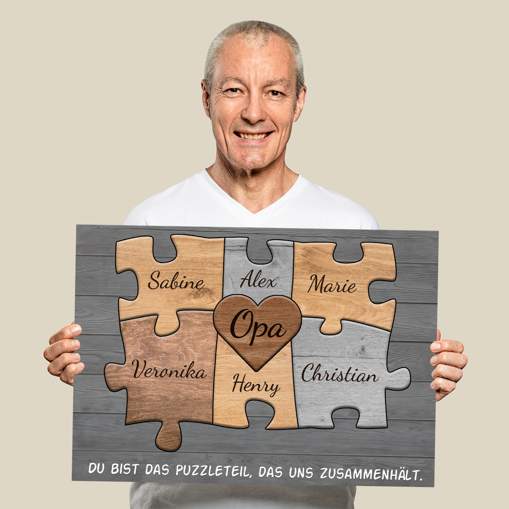 Opa Geschenk personalisiert | Opa Geburtstag Großvater Familienbild gestalten | Vatertag personalisierte Geschenke Opa Puzzle