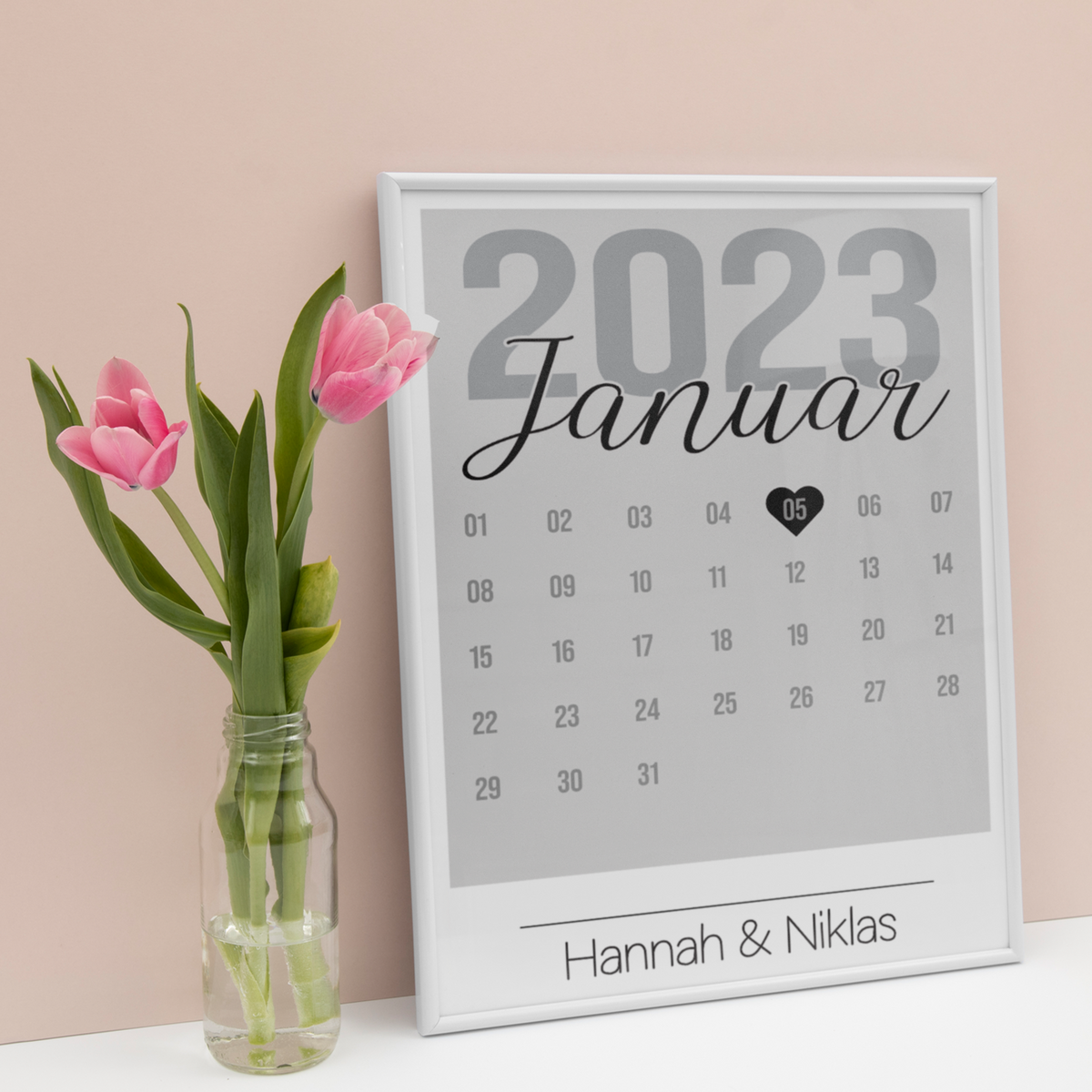Personalisiertes Poster für Paare Verlobte Kalender Jahrestag Geschenk zur Hochzeit Datum Namen Hochzeitsgeschenk