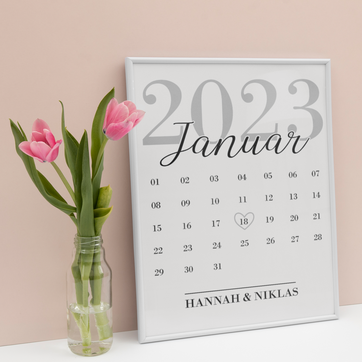 Personalisiertes Poster für Paare Verlobte Kalender Jahrestag Geschenk zur Hochzeit