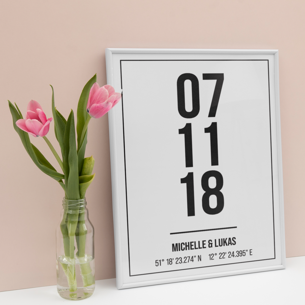 Partner Poster Personalisiert Datum Namen Koordinaten Jahrestag Geschenk zur Hochzeit Poster für Paare Verlobte Hochzeitsgeschenk