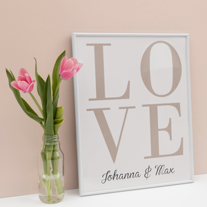 LOVE Partner Poster Personalisiert mit Namen Geschenk zur Hochzeit Poster für Paare Verlobte