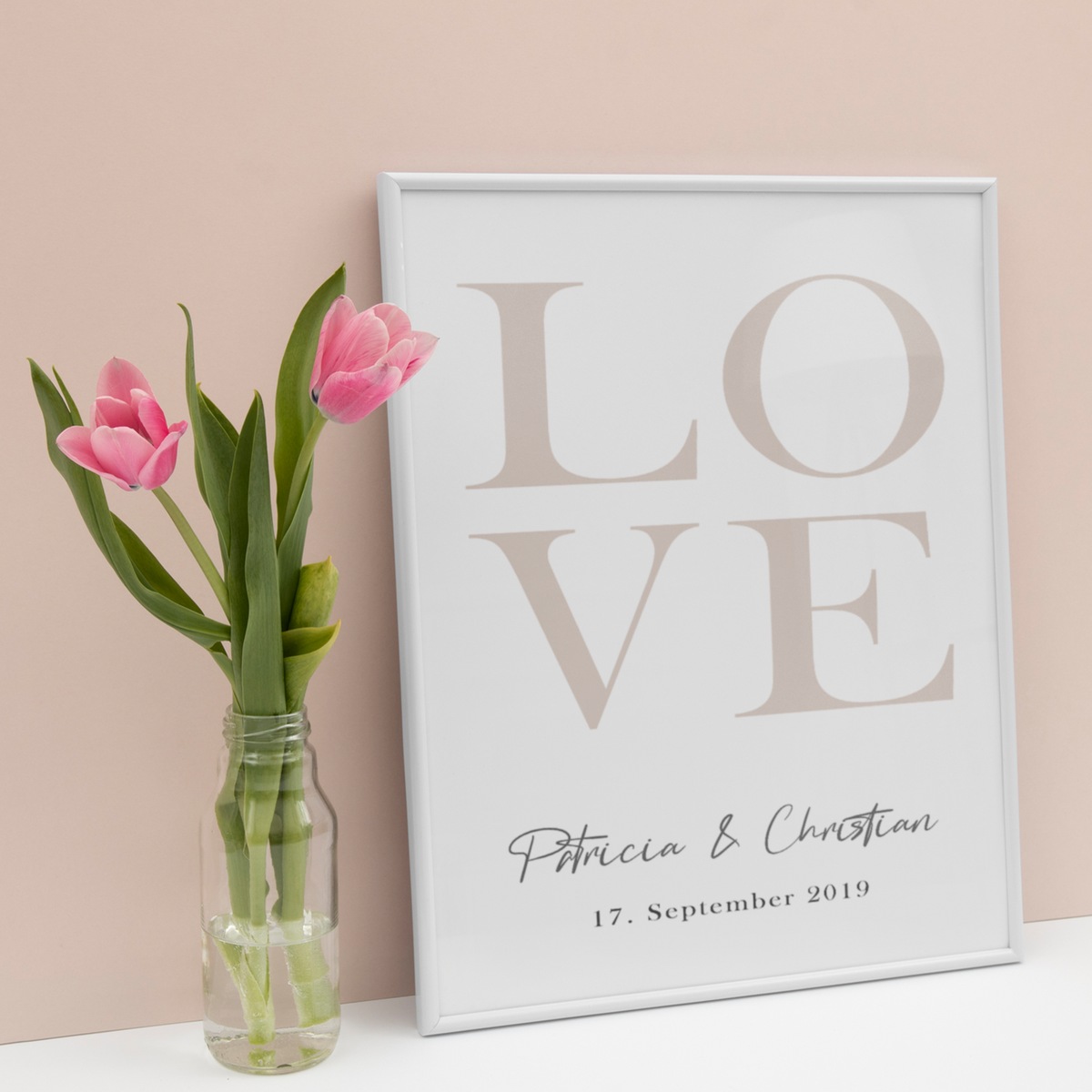 LOVE Partner Poster Personalisiert mit Namen & Datum Geschenk Valentinstag Hochzeit