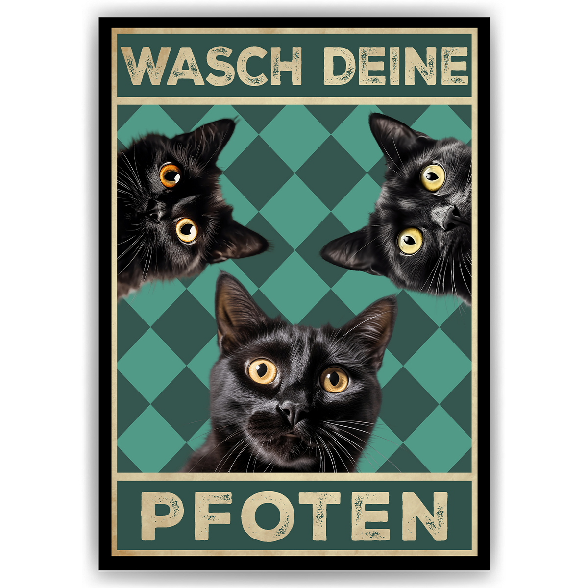 Lustiges Katzen Poster Badezimmer Gästebad Wandbild Katzenliebhaber Toilette Deko Gäste-WC - Motiv 5
