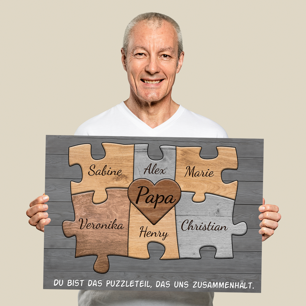Papa Geschenk personalisiert | Vater Geburtstag Papa Familienbild gestalten | Vatertag personalisierte Geschenke Papa Puzzle