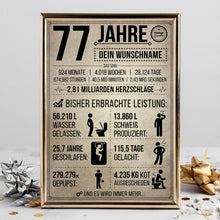 Laden Sie das Bild in den Galerie-Viewer, 77. Geburtstag Geschenk | 77 Jahre Geburtstagsgeschenk personalisiert | Jahrgang 1947 Geschenkidee Geburtstagskarte
