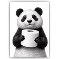 Lustiges Badezimmer Poster Panda mit Klopapier Humorvolle Wanddeko für Toilette, Gäste-WC, Badezimmer Deko WC Humor Tiere witziger Panda