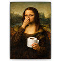 Lustiges Badezimmer Poster Mona Lisa mit Klopapier Nase zu Humorvolle Wanddeko für Toilette, Gäste-WC, Badezimmer Deko WC Humor Mona Lisa witzig