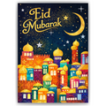 Eid Mubarak Poster – Orientalisches Wandbild mit Mond & Sternen – Festliche Dekoration zum Zuckerfest