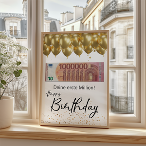 Geldgeschenk Geburtstag | erste Million | Geburtstagsgeschenk Männer Frauen Lustige Geschenkidee Geld verschenken