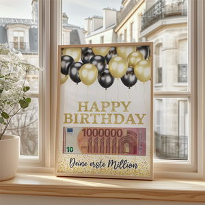 Geldgeschenk zum Geburtstag | Deine erste Million | Lustiges Geburtstagsgeschenk Mann Frau Witzige Geschenkidee Geld kreativ verschenken Happy Birthday Luftballon