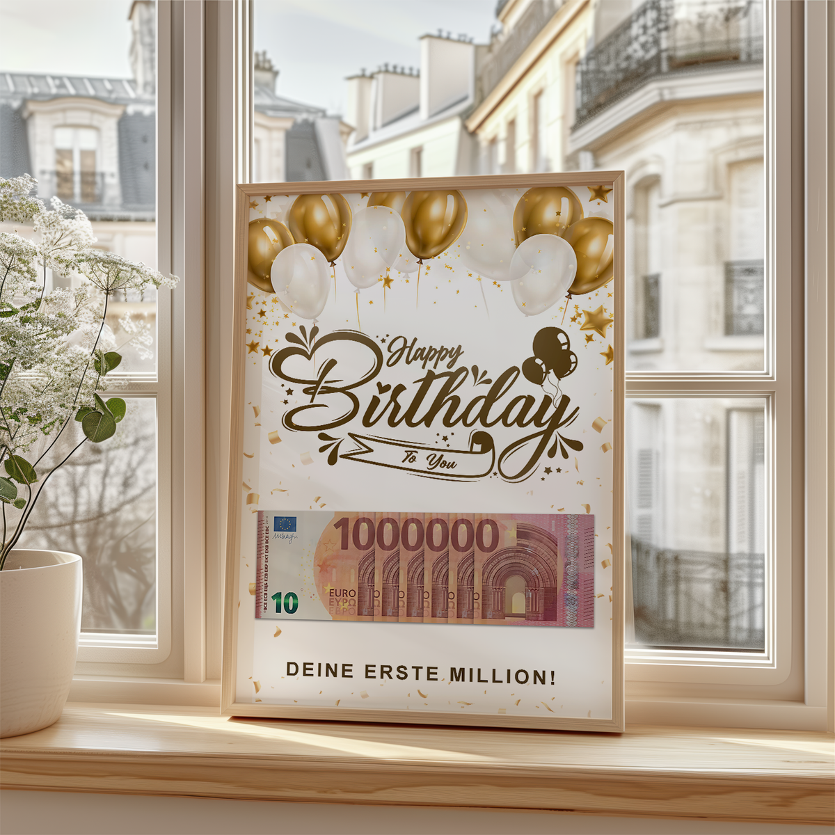 Geldgeschenk Geburtstag Happy Birthday - erste Million - Lustiges Geburtstagsgeschenk Mann Frau Witzige Geschenkidee Geld verschenken