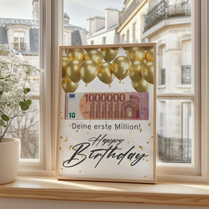 Geldgeschenk zum Geburtstag | Deine erste Million | Geburtstagsgeschenk Mann Frau Lustige Geschenkidee Geld kreativ verschenken Happy Birthday Luftballon