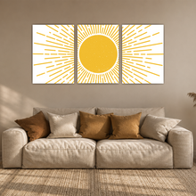 Laden Sie das Bild in den Galerie-Viewer, Sonnen Poster 3er Set Gelb Minimalistische Wandbilder Modern
