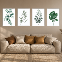 Laden Sie das Bild in den Galerie-Viewer, Eukalyptus Monstera Poster 4er Set Botanische Grüne Wandbilder
