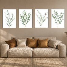 Laden Sie das Bild in den Galerie-Viewer, Eukalyptus Poster 4er Set Botanische Wandbilder Salbeigrün Modern

