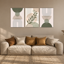 Laden Sie das Bild in den Galerie-Viewer, Beige Grün Poster 3er Set Wandbilder Botanisch Modern Wohnzimmer
