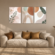 Laden Sie das Bild in den Galerie-Viewer, Boho Poster 3er Set Beige Terrakotta Botanisch Abstrakte Wandbilder

