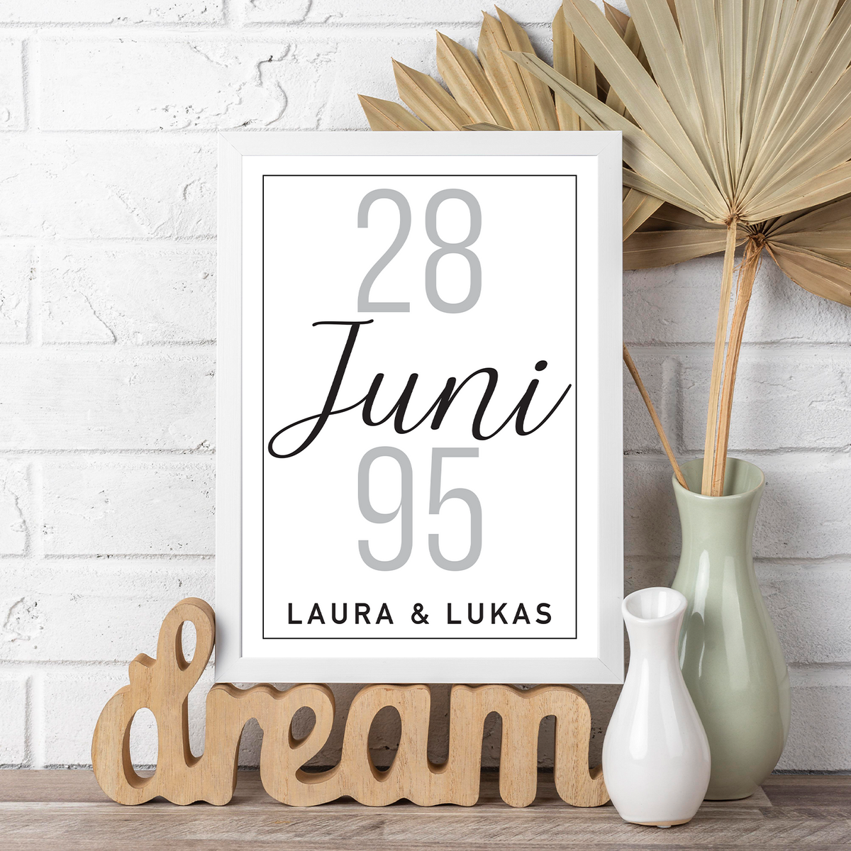 Personalisiertes Partner Poster mit Datum & Namen Jahrestag Geschenk zum Hochzeitstag Poster für Paare Verlobte Hochzeitsgeschenk