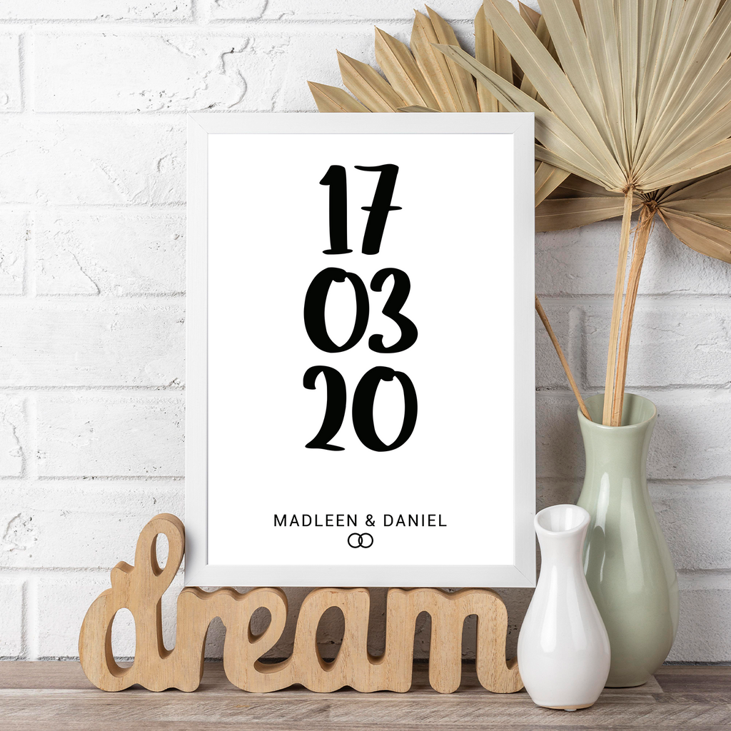 Jahrestag Poster Personalisiert Datum Namen | Partner Geschenk zur Hochzeit