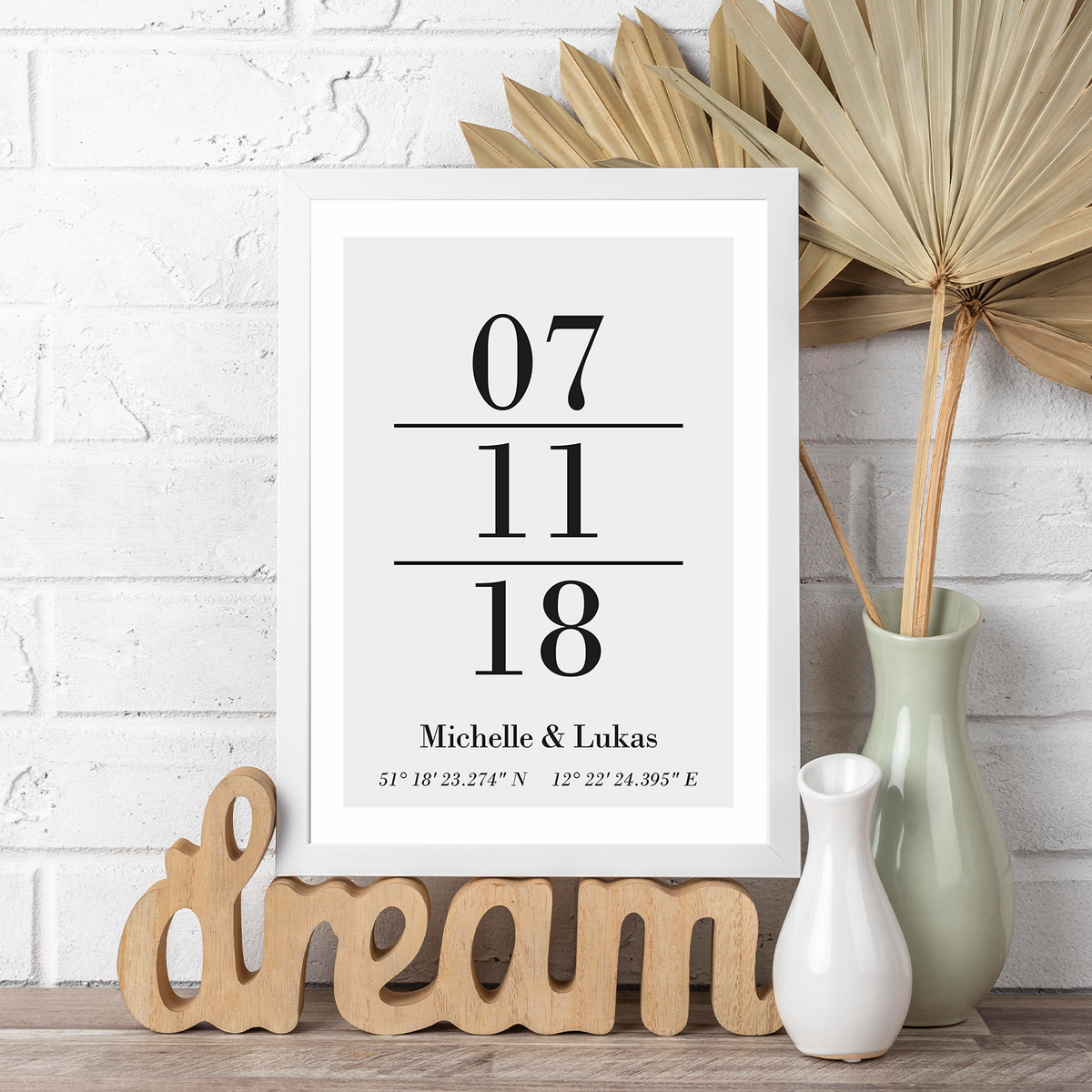 Partner Poster Personalisiert Koordinaten Datum Namen Jahrestag Geschenk zur Hochzeit