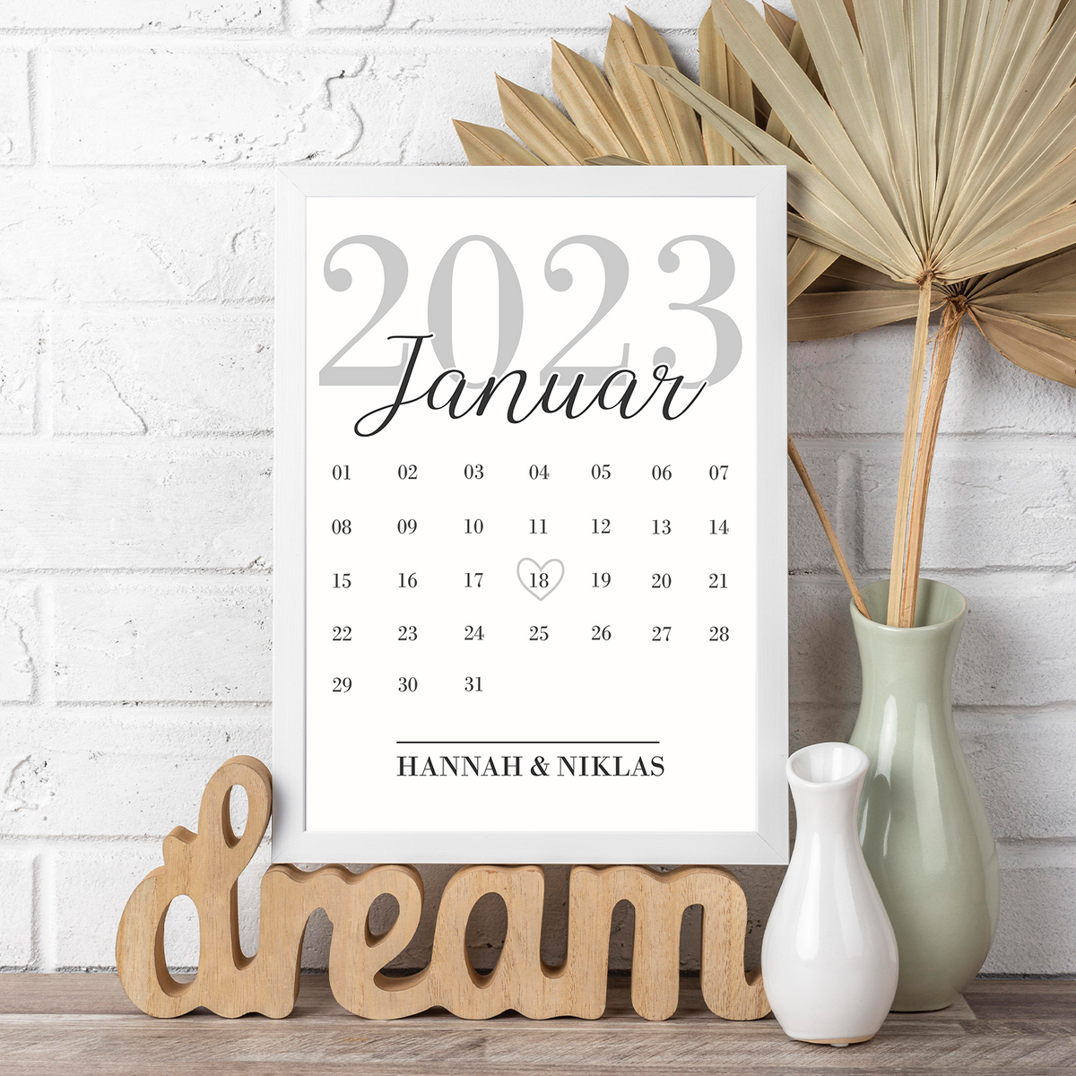 Personalisiertes Poster für Paare Verlobte Kalender Jahrestag Geschenk zur Hochzeit