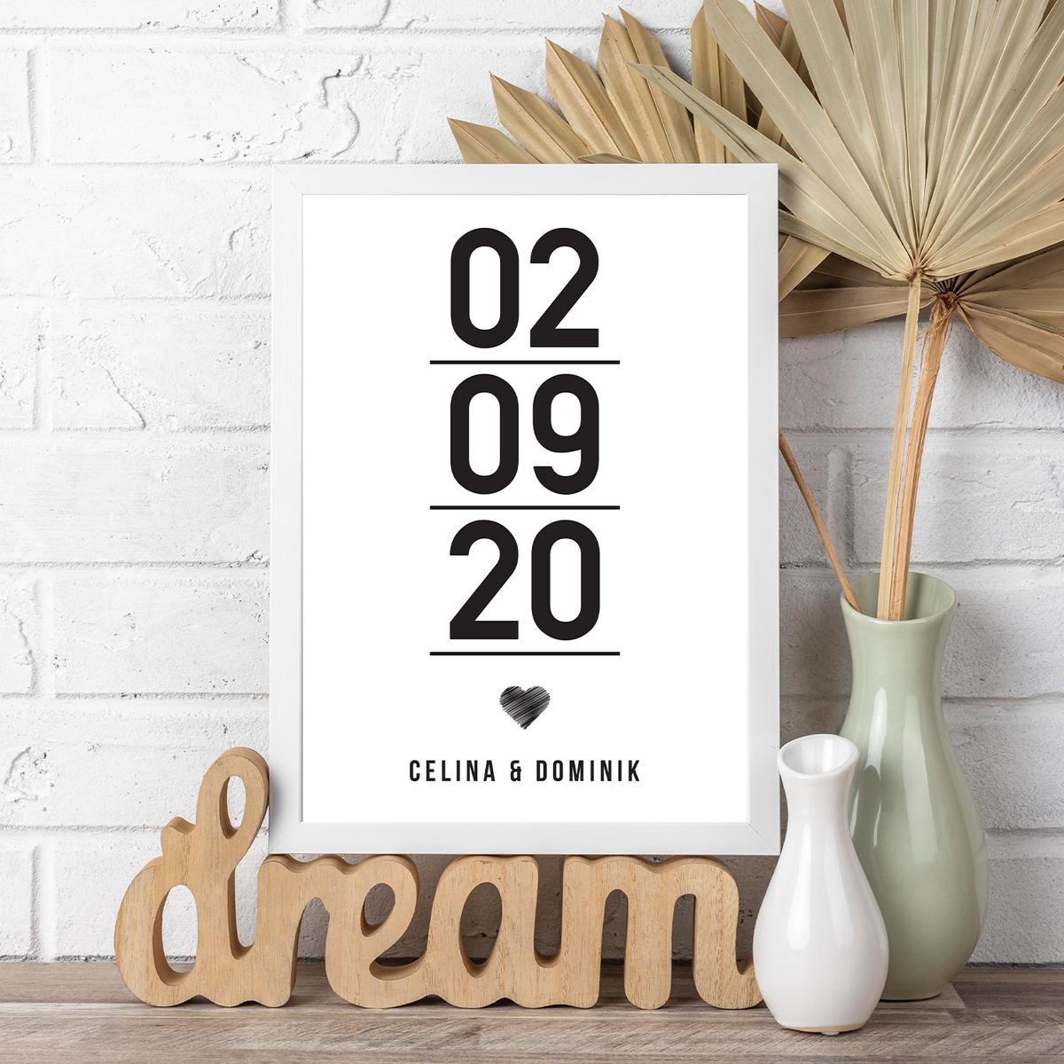 Jahrestag Partner Poster Personalisiert Datum Namen | Geschenk zur Hochzeit Poster für Paare Verlobte Hochzeitsgeschenk