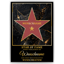 Laden Sie das Bild in den Galerie-Viewer, Personalisiertes Star of Fame Poster – Hollywood Stern mit Name – Wunschtext &amp; Datum – Geschenkidee Geburtstag, Jubiläum, Auszeichnung
